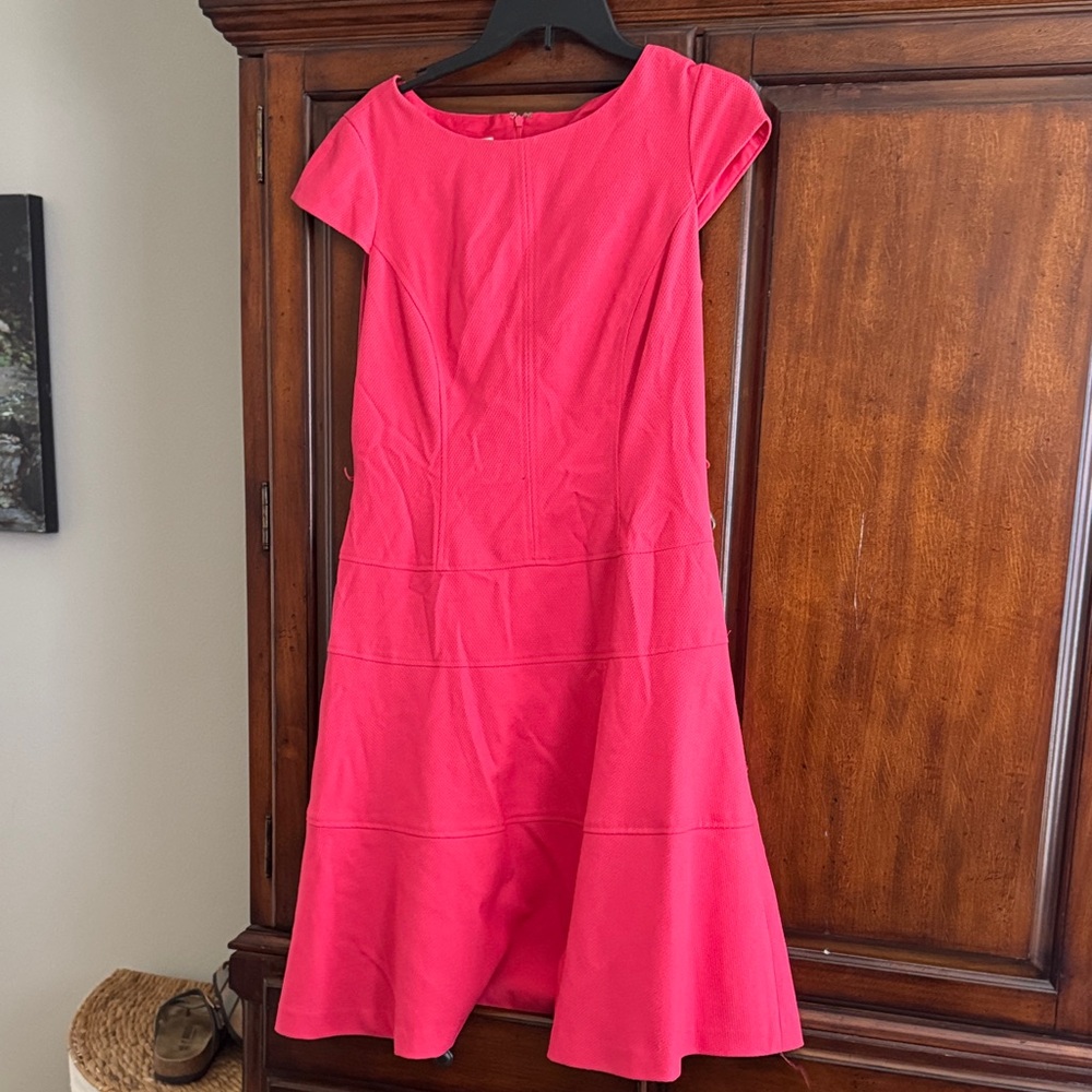 Anne Klein Hot Pink Fit-and-Flare Midi Dress